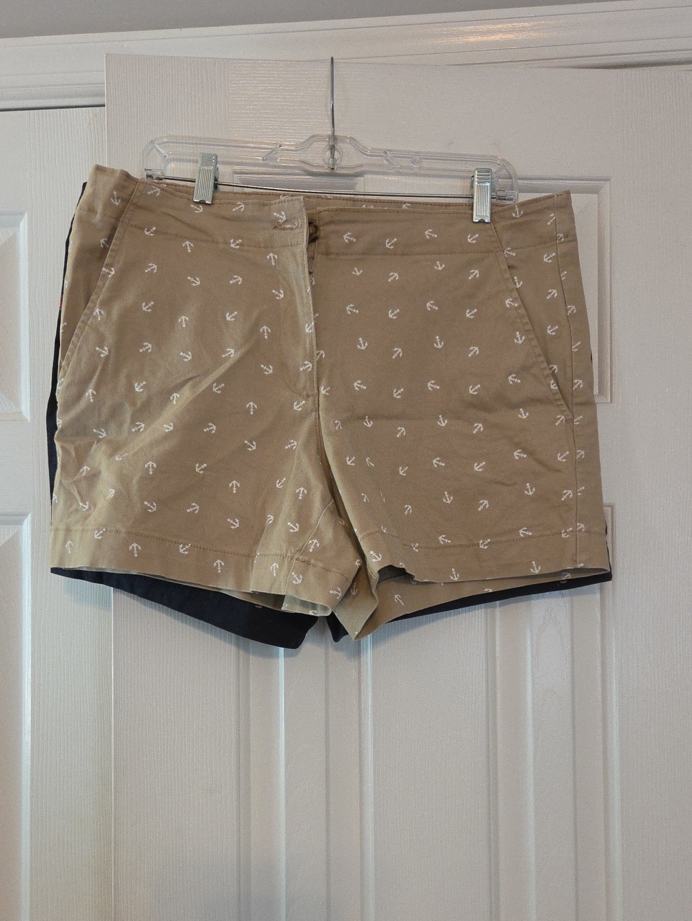 Nautica Khaki Anchor-Print & Navy Sailboat Twill Shorts - 2 Pair Size 12